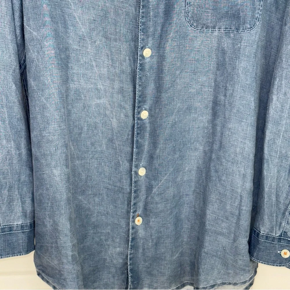 Tommy Bahama 100% linen‎ Casual Blue Button-Down Shirt